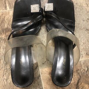 Elegant Black Women's Sandals with Rhinestone Detail